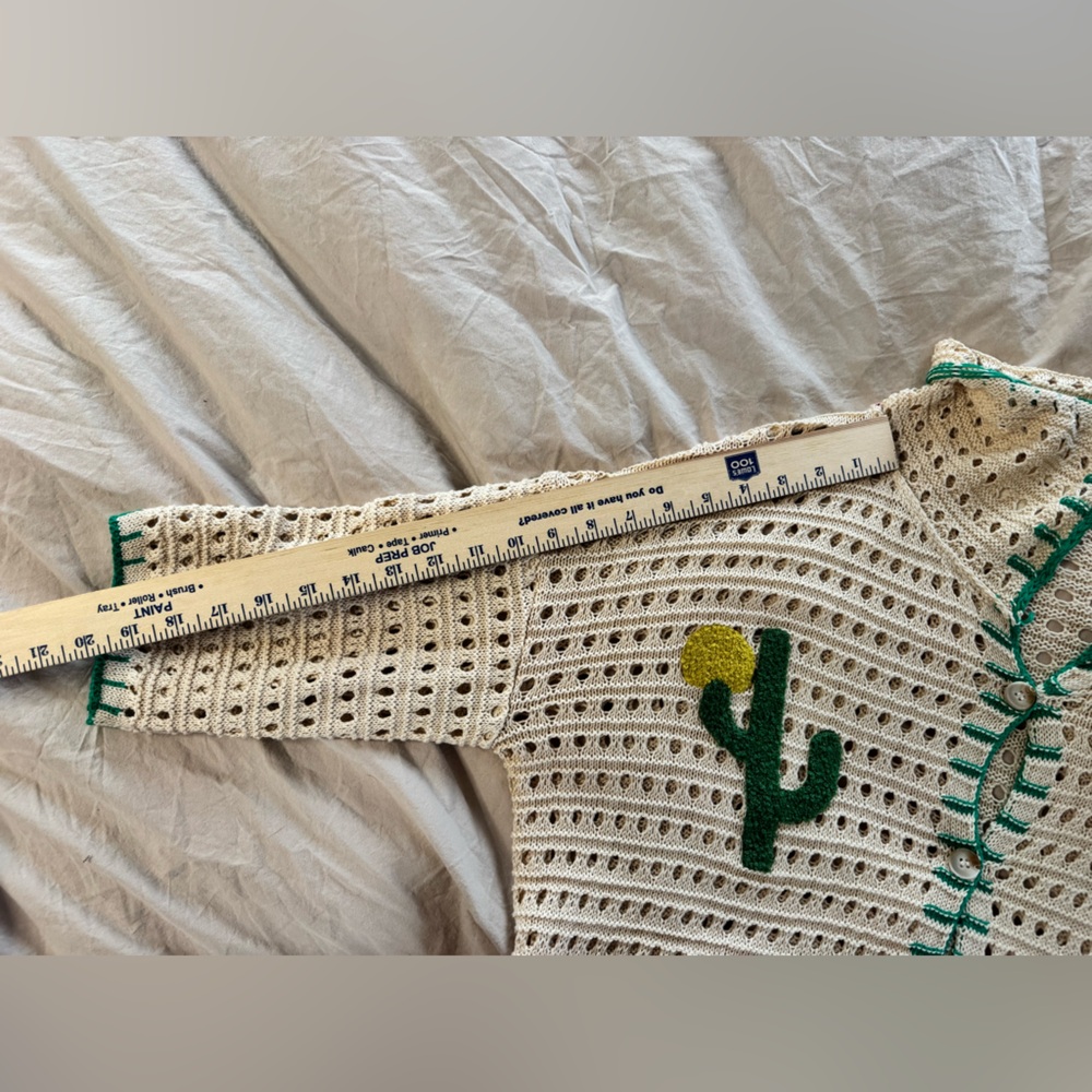 Bibi Edge Stitched Cactus Patch Sweater Crochet S… - image 8